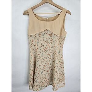 Sivvy Vtg Women's Tan & Peach Dress Floral Print Cottagecore Size XS Paisley